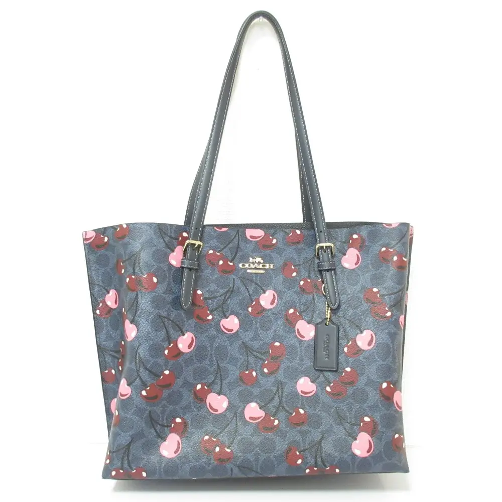 COACH コーチ モリー トート シグネチャー キャンバス チェリー プリント トートバッグ CAA73 ネイビー