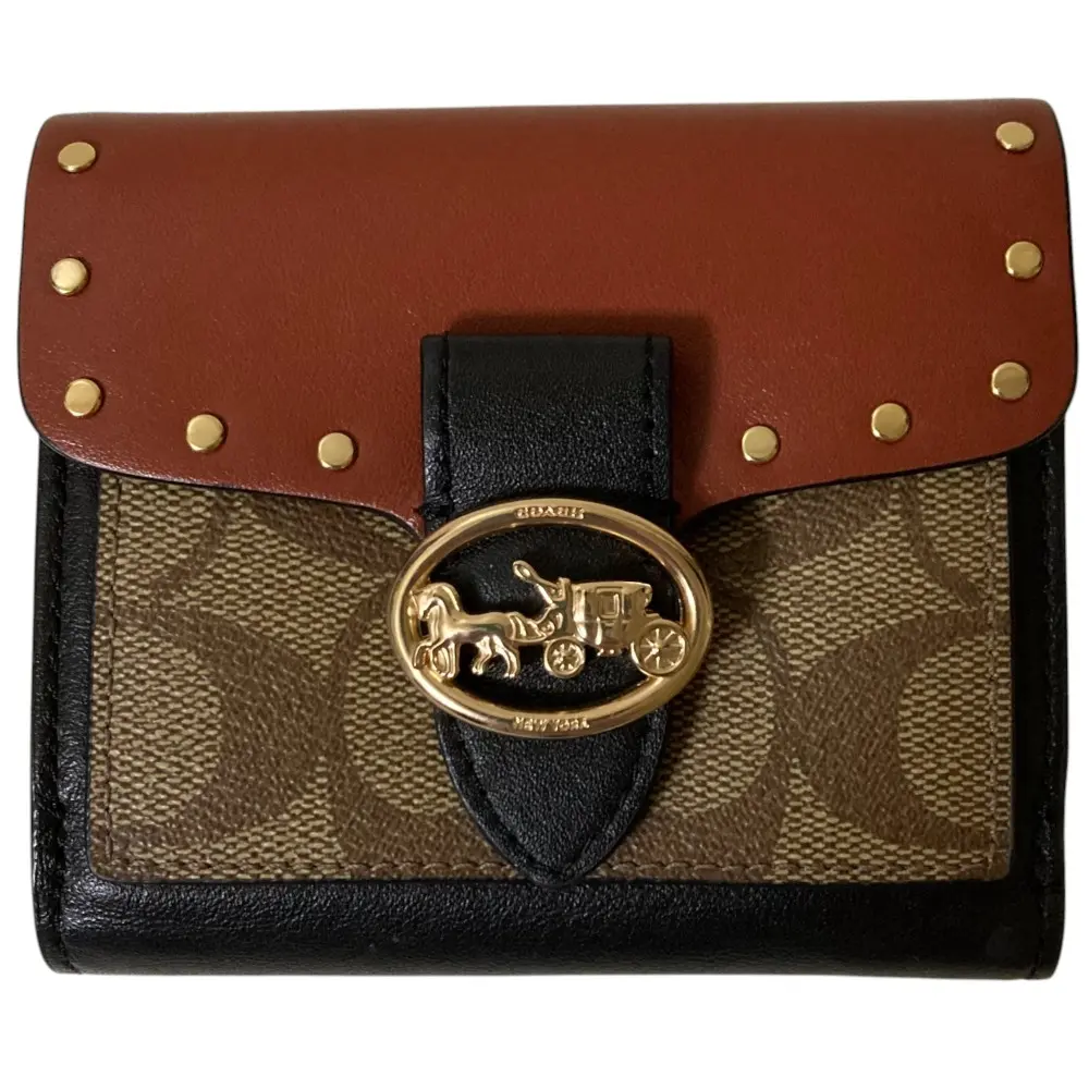COACH コーチ ジョージー スモール ウォレット カラーブロック シグネチャー キャンバス ウィズ リベット 財布 6791 ブラック系