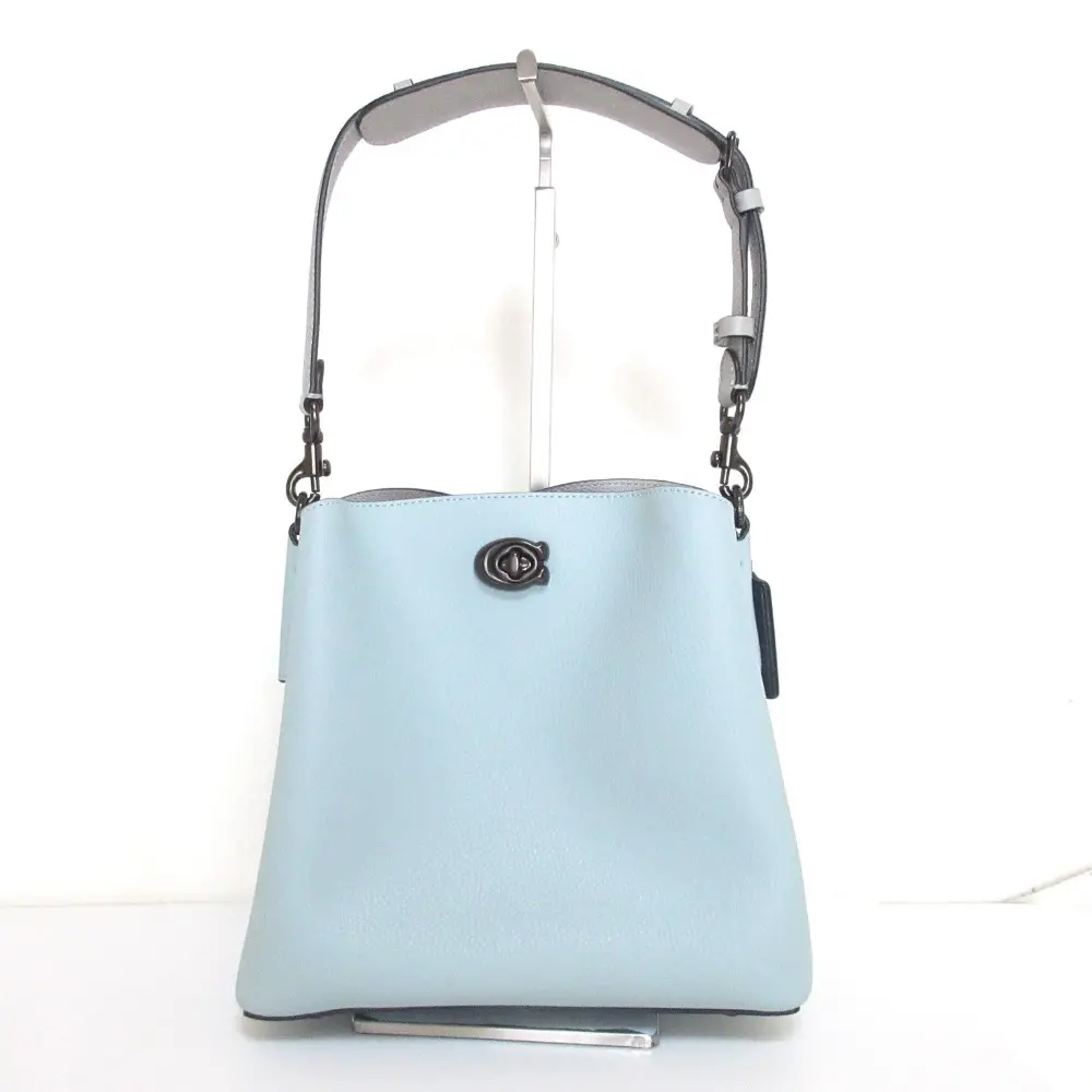 COACH コーチ ウィロウ バケットバッグ カラーブロック ターンロック 2WAY ショルダーバッグ ハンドバッグ C3766 ブルー