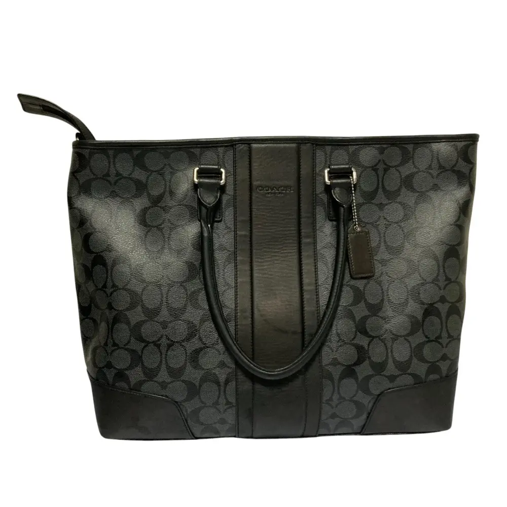 COACH コーチ ヘリテージ シグネチャー ストライプ ユーティリティ トートバッグ 2WAY ショルダーバッグ F71104 ブラック