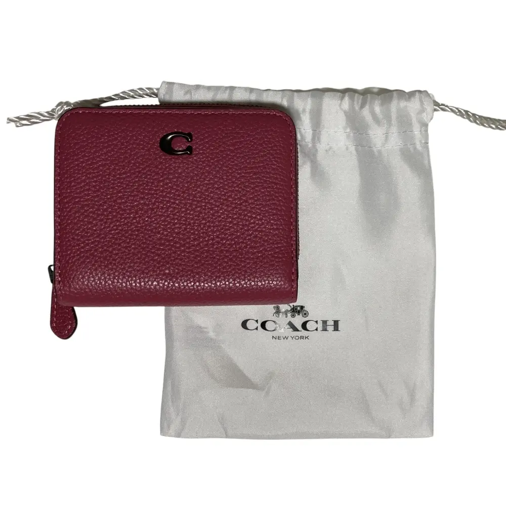 COACH コーチ ビルフォールド ウォレット レザー ラウンドジップ 二つ折り 財布 ピンク