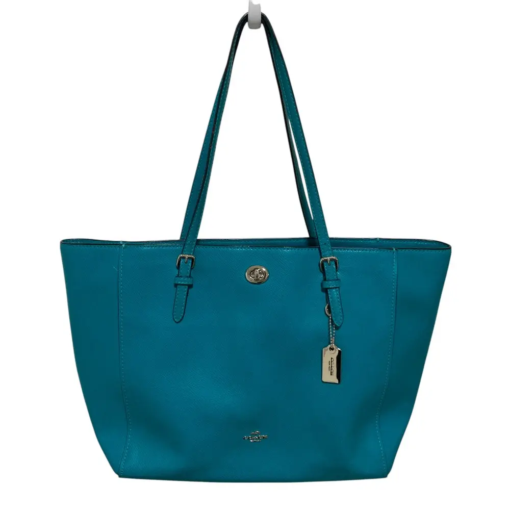 COACH コーチ レザー ターンロック 舟形 トートバック セミショルダーバッグ 36454 ターコイズブルー