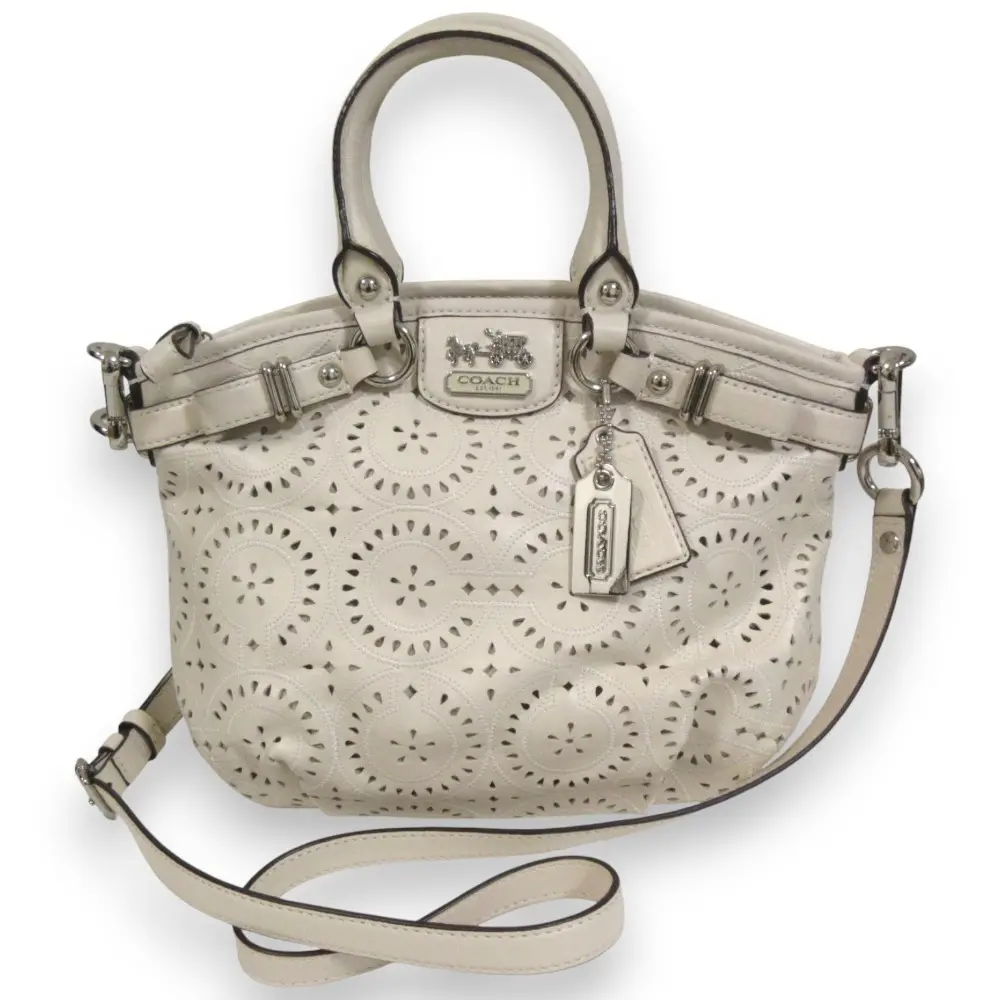 COACH コーチ カットワーク レザー 2WAY ハンドバッグ ショルダーバッグ 19704 オフホワイト