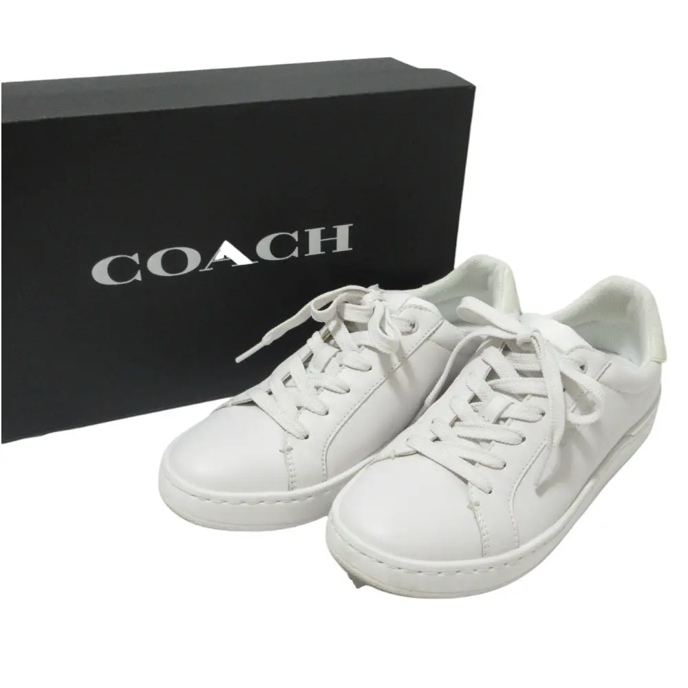 COACH コーチ シグネチャー クリップ レザー ロートップ スニーカー CQ651 6B 23cm ホワイト