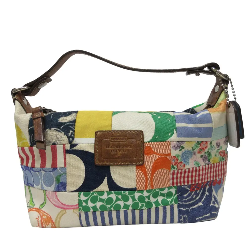 COACH コーチ パッチワーク アクセサリーポーチ ハンドバッグ マルチカラー