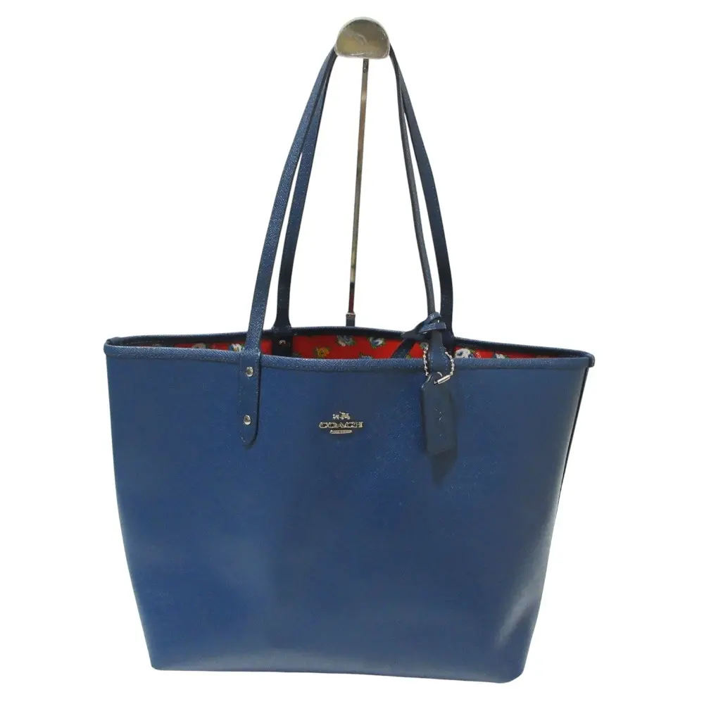 COACH コーチ リバーシブル フラワープリント トートバッグ ハンドバッグ F57668 ネイビー×レッド