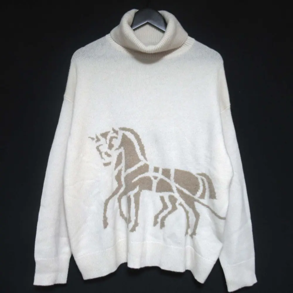 COACH コーチ Horse And Carriage Sweater ウール カシミヤブレンド タートルネック ニット セーター 6927 Mサイズ アイボリー
