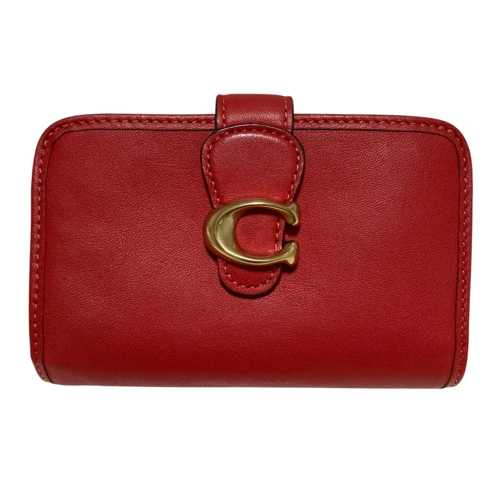 COACH コーチ タビーミディアムウォレット L字ジップ コンパクトウォレット 二つ折り財布 レッド