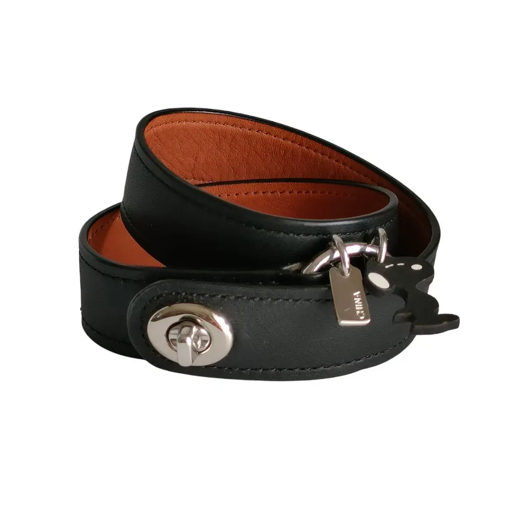 COACH コーチ ピーナッツコラボ レザー スヌーピーチャーム ターンロック ラップブレスレット ブラック