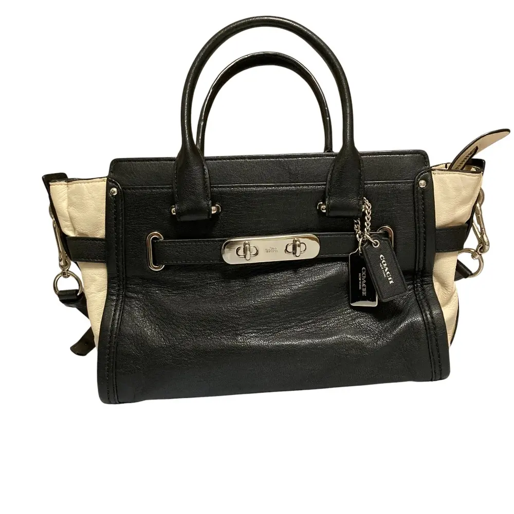 COACH コーチ スワッガー 27 カラーブロック 2way ハンドバッグ ショルダーバッグ ブラック ベージュ