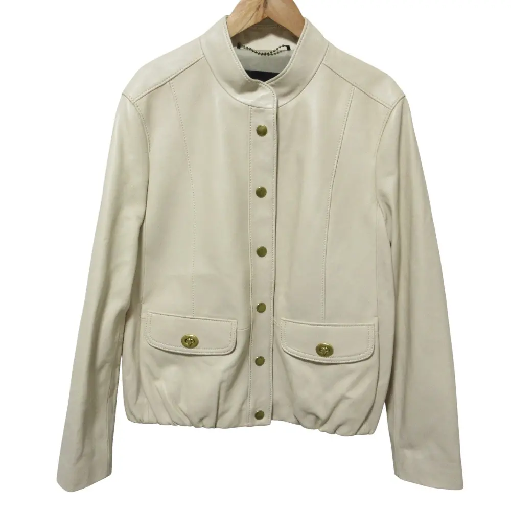 COACH コーチ ライトウェイト レザージャケット ブルゾン C3537 4 ベージュ