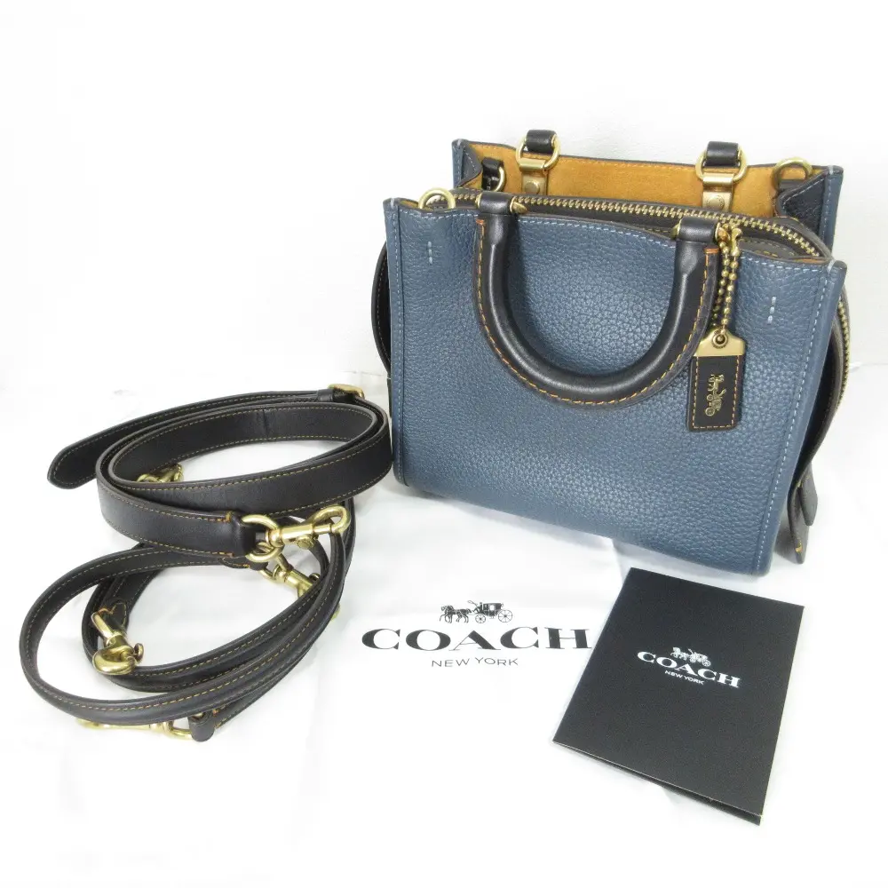 COACH コーチ カラーブロック リジェネラティブ レザー 2WAYバッグ ショルダーバッグ ハンドバッグ CH586 ネイビー