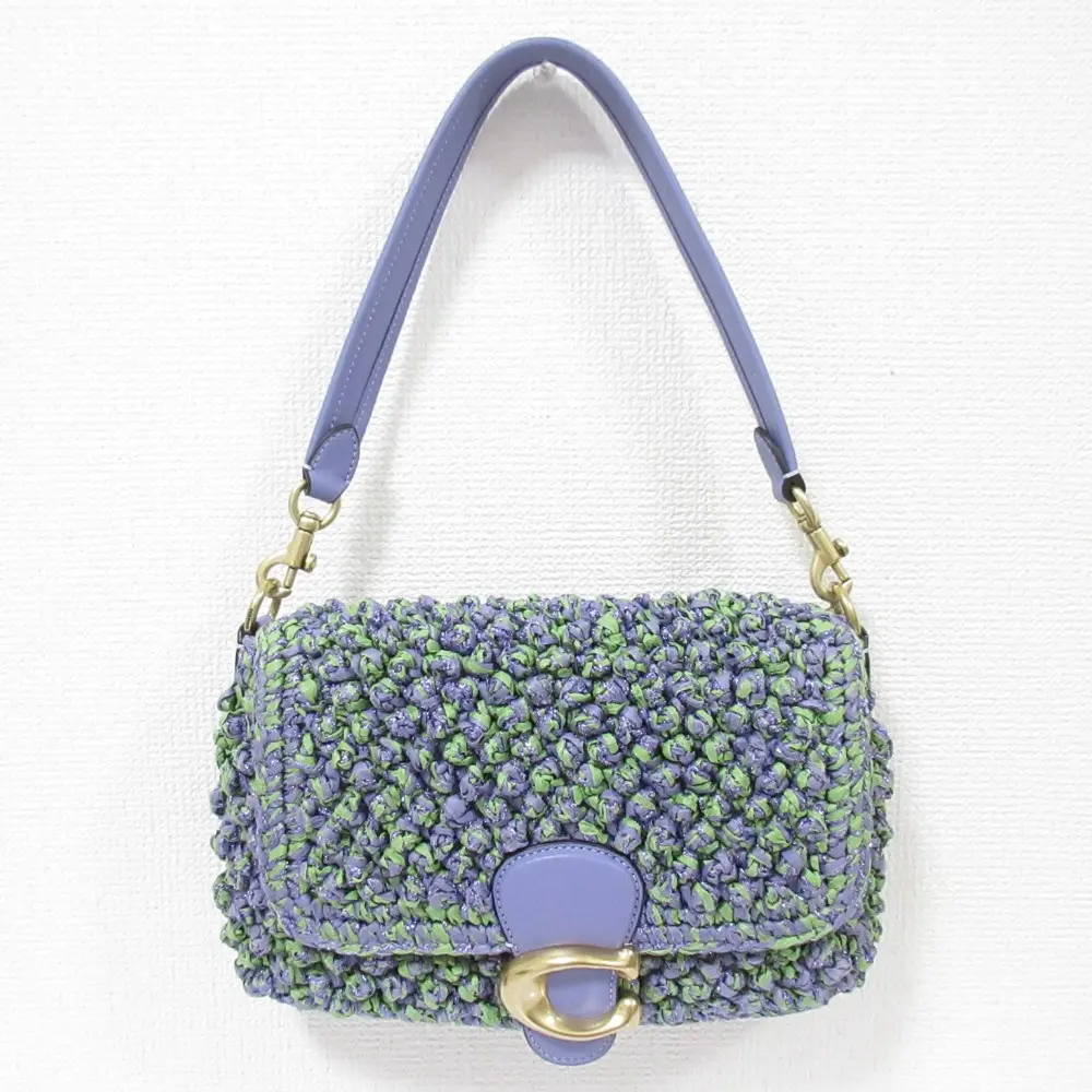 COACH コーチ ソフトタビー ストロー 2WAY ショルダーバッグ CH732 パープル グリーン
