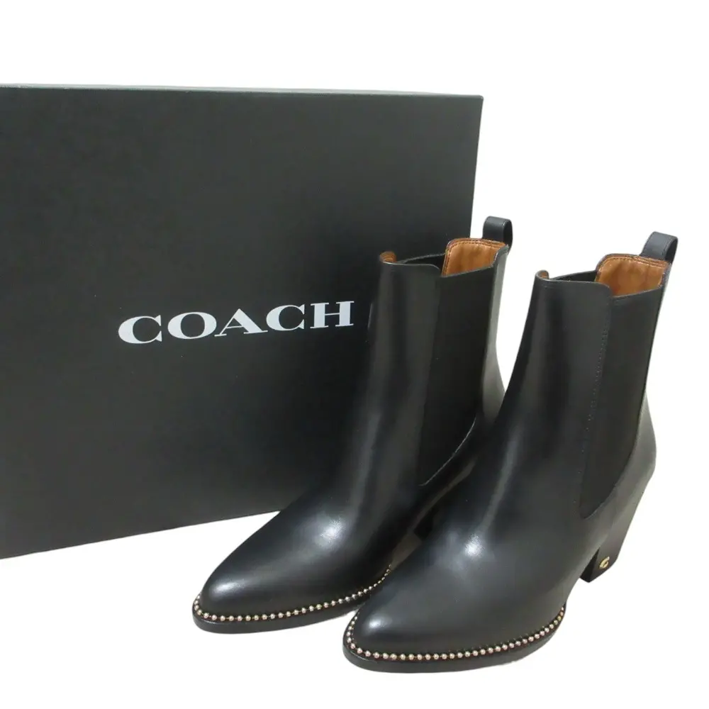 COACH コーチ ピアス ブーティ サイドゴアブーツ CC786 US7 24cm ブラック