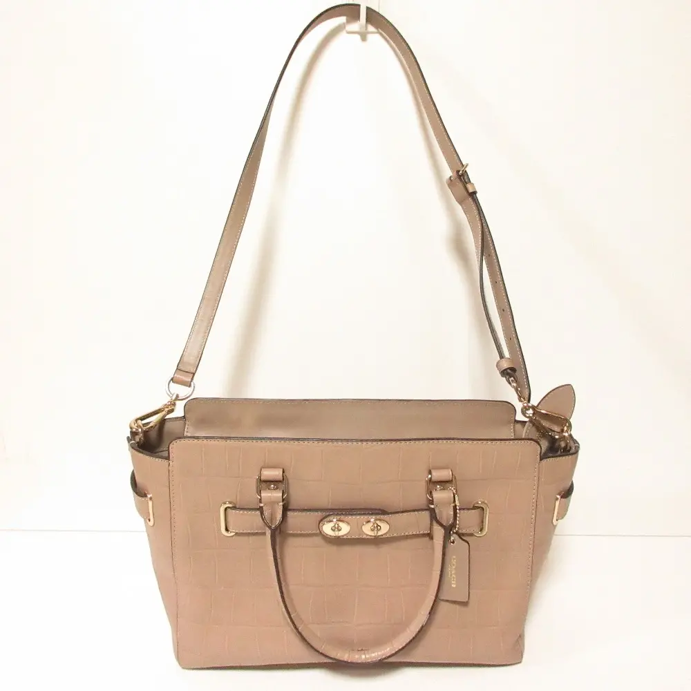 COACH コーチ ブレイク キャリーオール クロコ型押し 2WAY ショルダーバッグ F55876 ベージュ