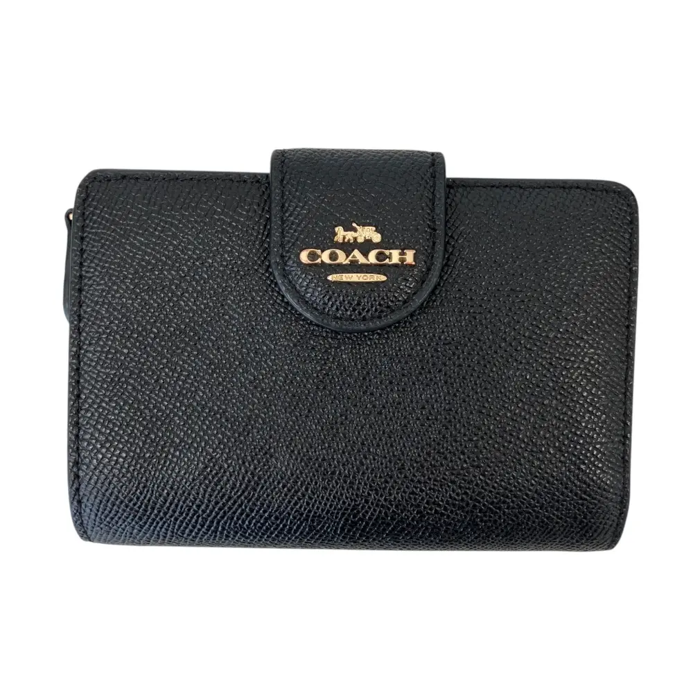 COACH コーチ ミディアム コーナー ジップ ウォレット 二つ折り財布 6390 ブラック
