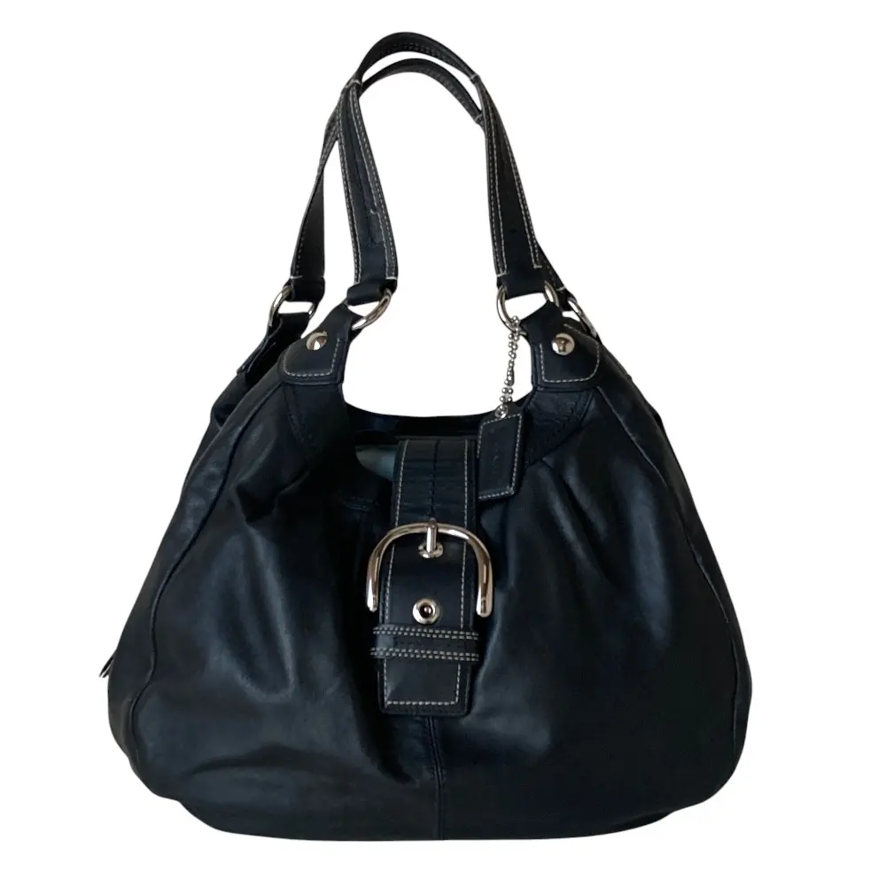 COACH コーチ ソーホー プリーテッド レザーリン ホーボー セミショルダーバッグ F15075 ブラック