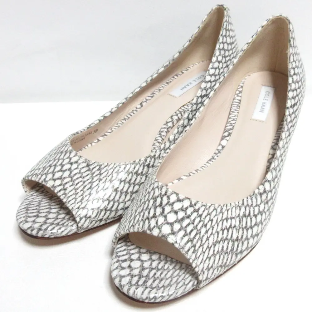 COLE HAAN コールハーン スネークエンボス オープントゥ パンプス 5B
