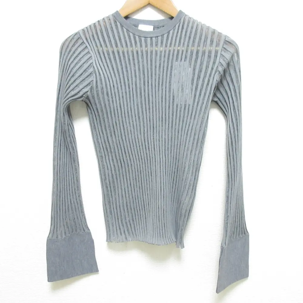 24AW COLUMN コラム 長袖 シアーリブニット セーター サイズF グレー