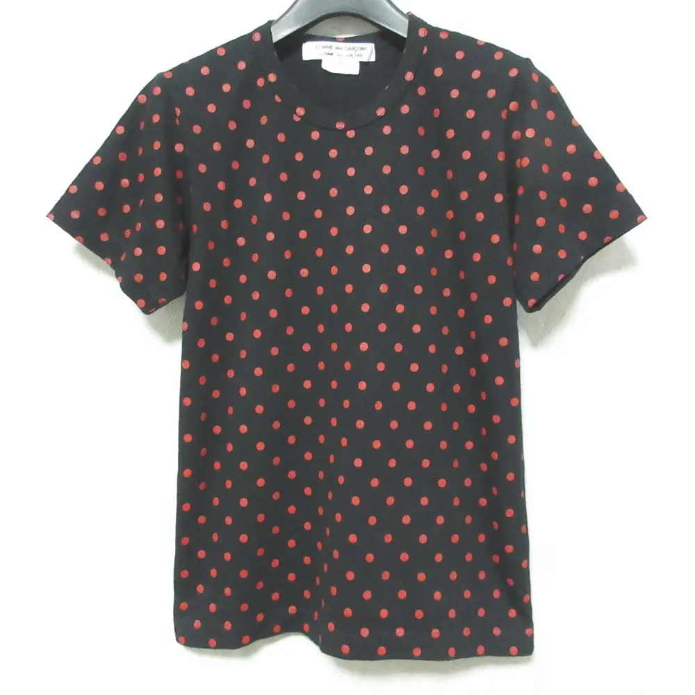 COMME des GARCONS コムコム コムデギャルソン ドット プリント 半袖 クルーネック Tシャツ カットソー RI-T024 S ブラック×レッド