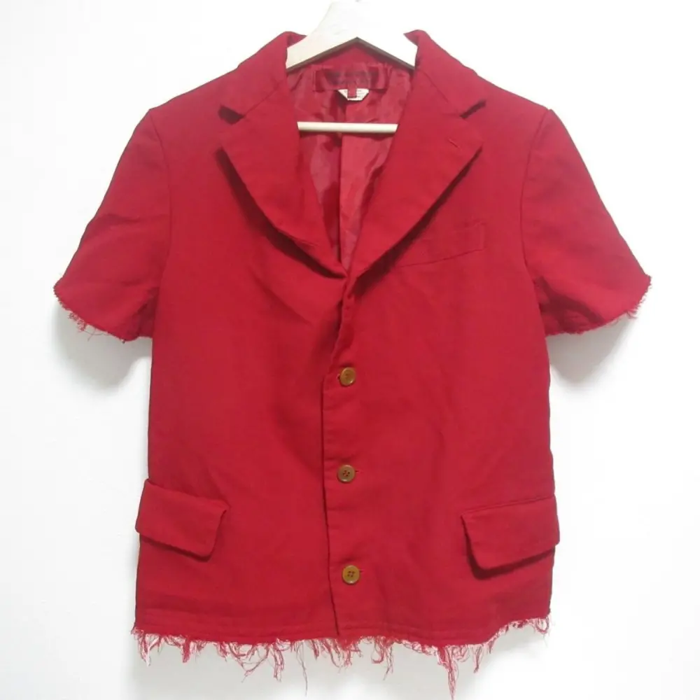 23SS COMME des GARCONS コムデギャルソンコムデギャルソン コムコム カットオフ 半袖 ジャケット RK-J019 S レッド