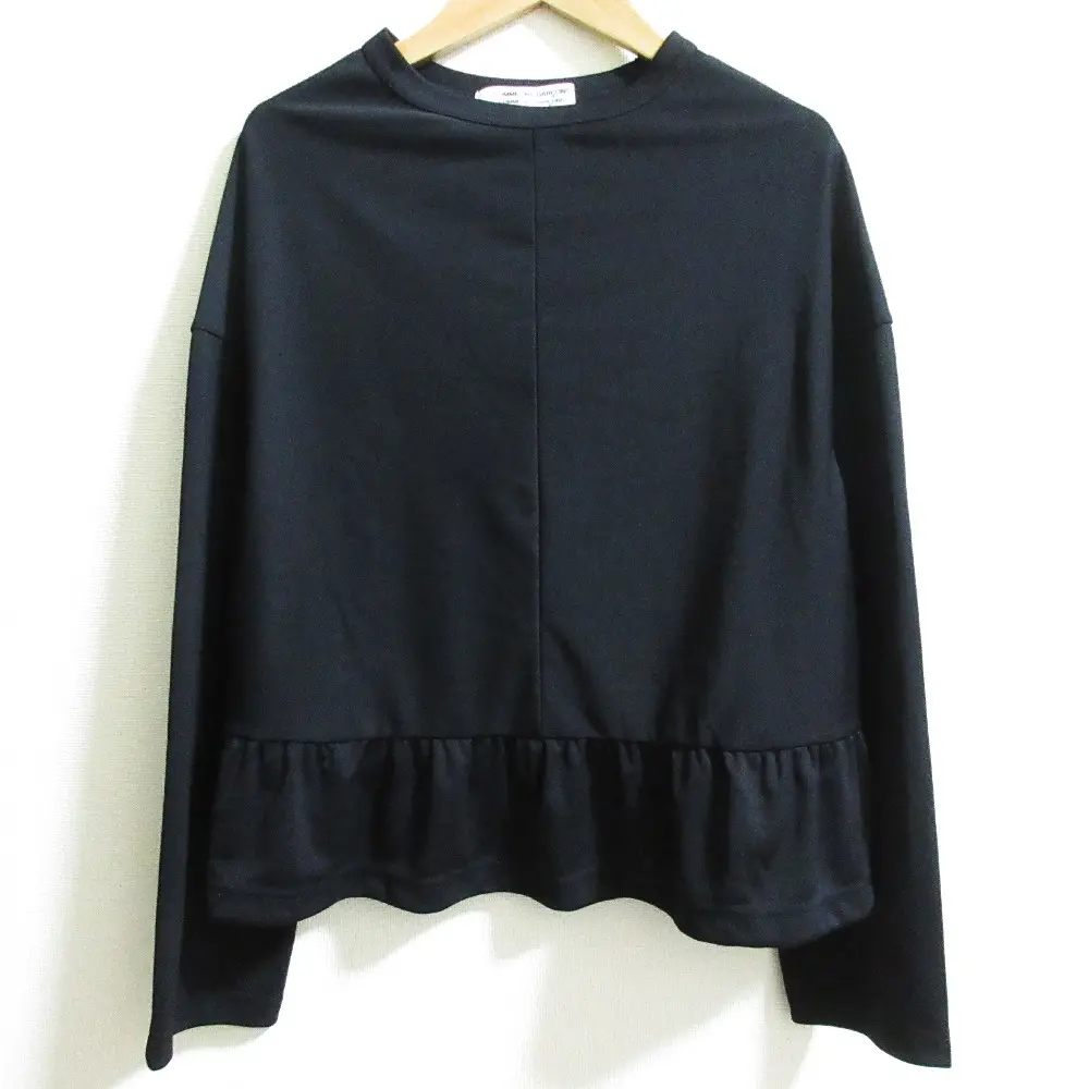 23SS COMME des GARCONS コムコム コムデギャルソン ロングスリーブ ペプラムカットソー プルオーバー RK-T007 XS ブラック