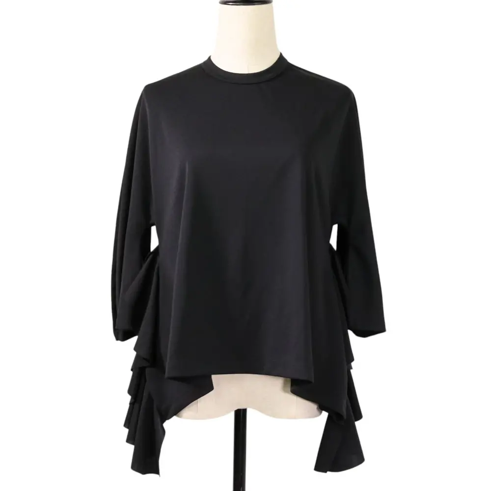 23AW COMMEdesGARCONS COMMEdesGARCONS コムコム コムデギャルソン 変形 サイドフリル オーバーカットソー RL-T015 S ブラック