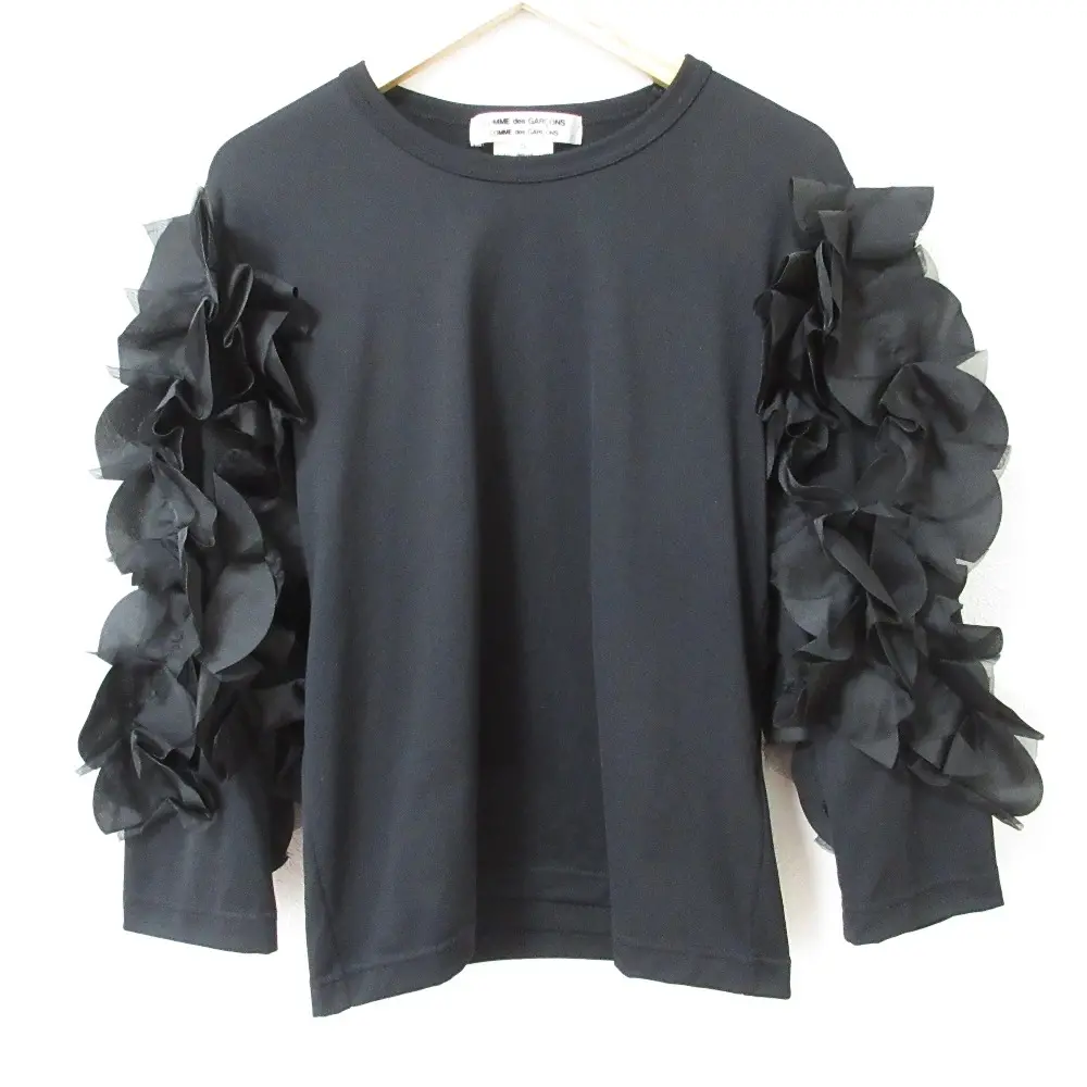 AD2018 COMME des GARCONS コムコム コムデギャルソン フリルスリーブ 長袖 カットソー サイズS ブラック