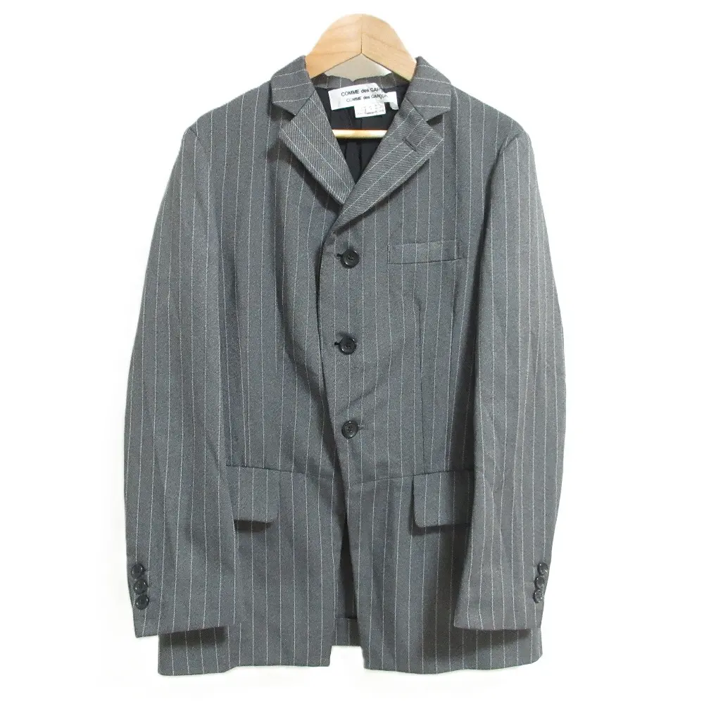 24SS COMME des GARCONS COMME des GARCONS コムコム コムデギャルソン 背抜き ストライプシングルジャケット RM-J007 S グレー