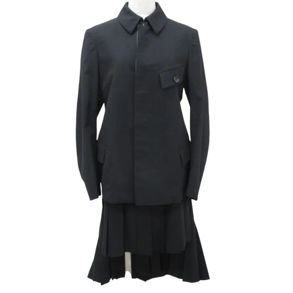 AD1998 COMME des GARCONS コムデギャルソン ヴィンテージ ウールジャケット×変形スカート セットアップ S ブラック