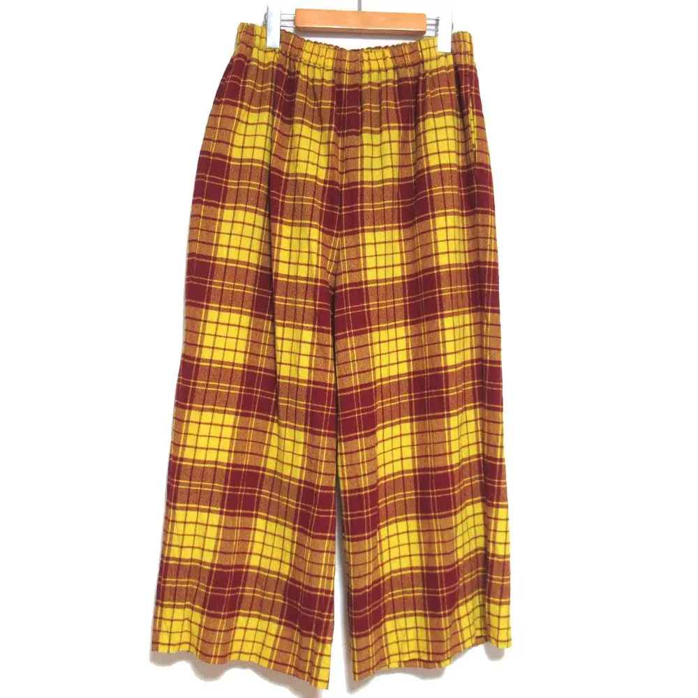AD1993 COMME des GARCONS コムデギャルソン ヴィンテージ チェック柄 ウール イージーウエスト ワイドパンツ イエロー ボルドー