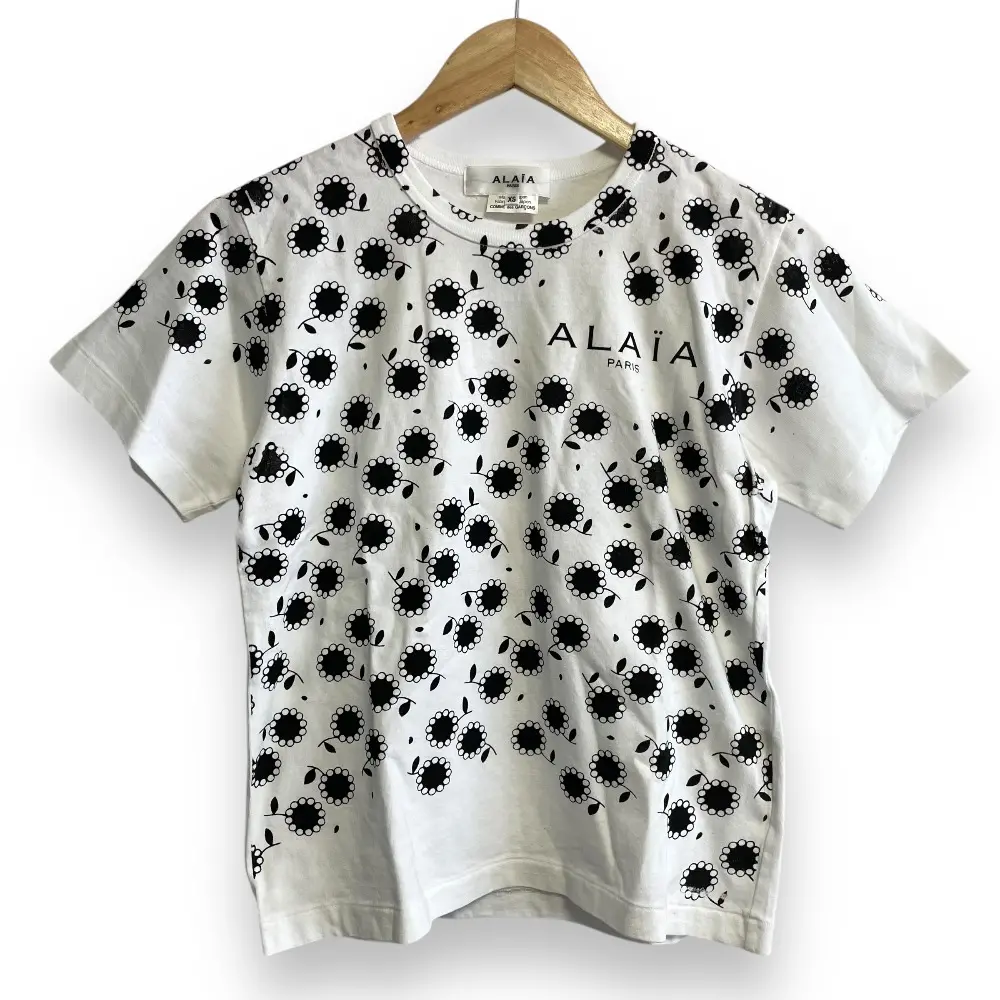 AD2003 COMME des GARCONS アライア コムデギャルソン 花柄 クルーネック 半袖 Tシャツ カットソー XS ホワイト