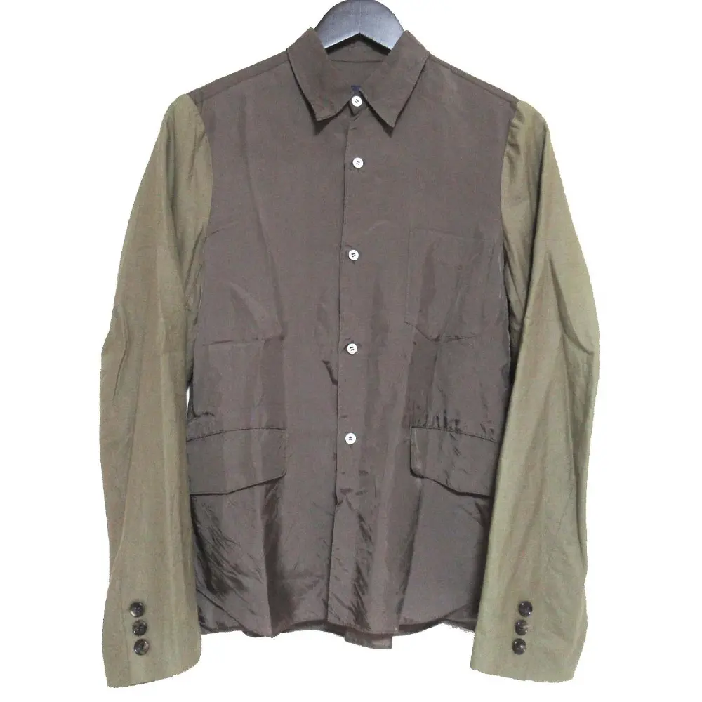 AD1994 COMME des GARCONS コムデギャルソン ヴィンテージ ロングスリーブ 長袖 ドッキング シャツジャケット カーキ オリーブ系
