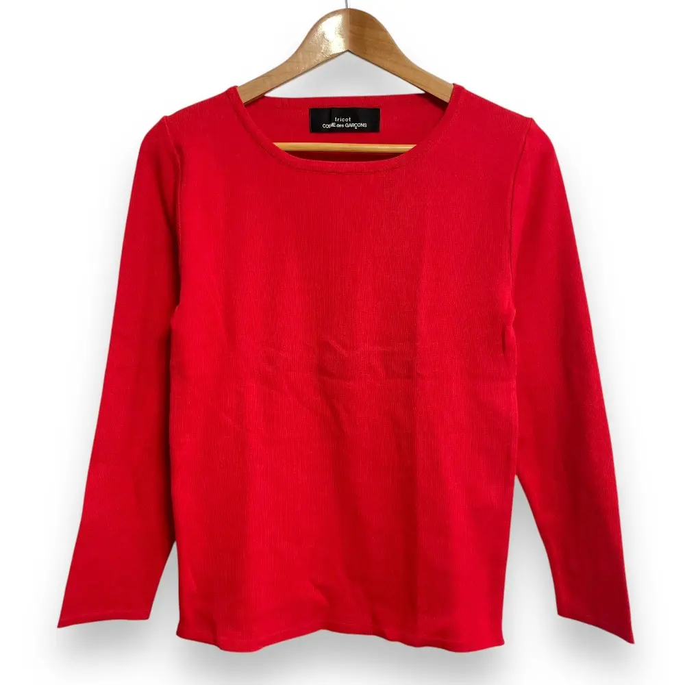 AD1990 tricot COMME des GARCONS トリココムデギャルソン ヴィンテージ 長袖 ボートネック ニット セーター カットソー レッド