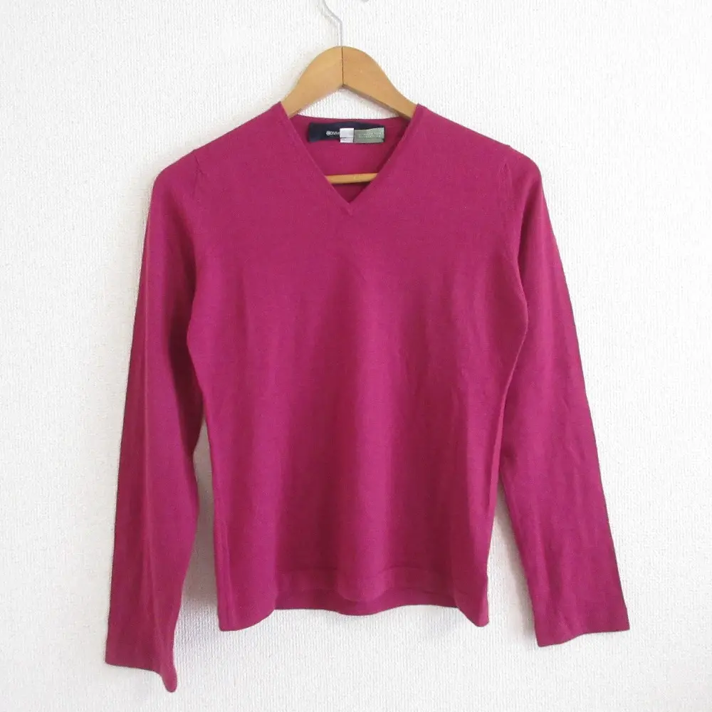 COMME des GARCONS コムデギャルソン エスコリアルウール Vネック 長袖 ニット カットソー セーター AD2001 S ボルドー