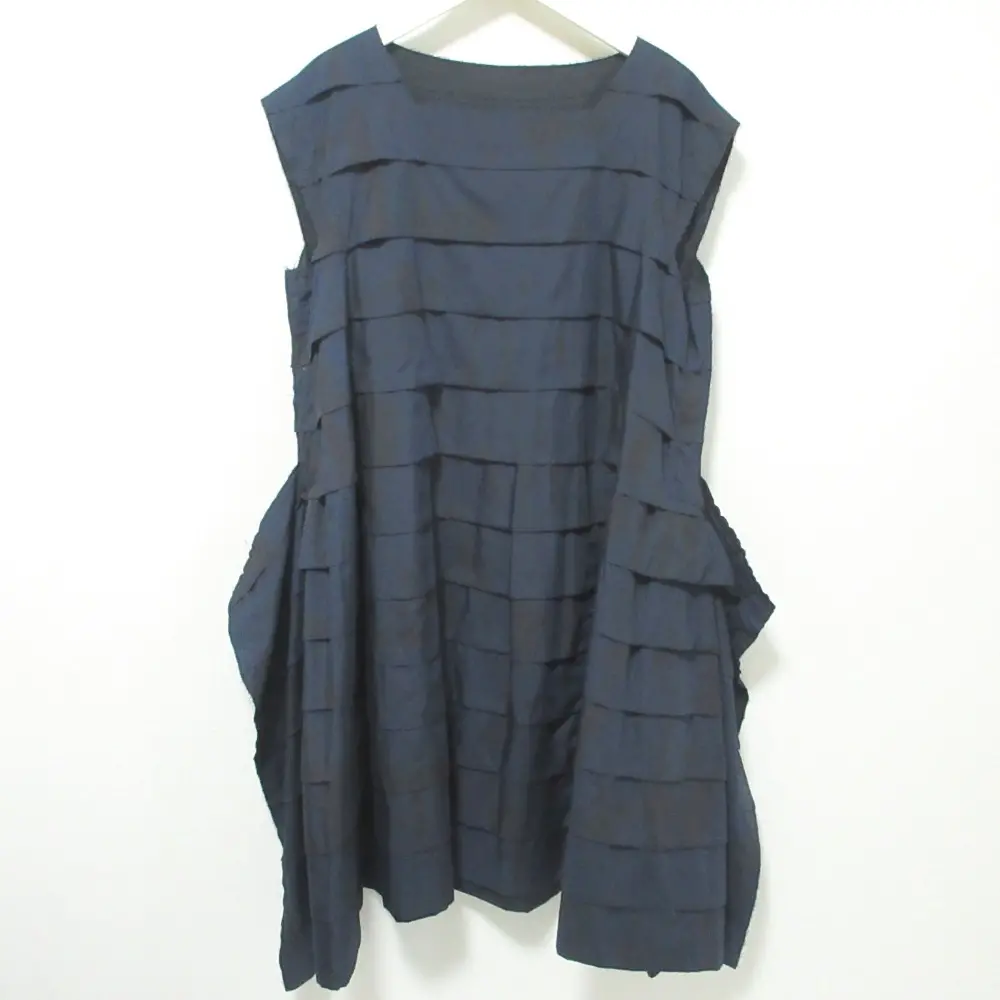 17SS COMME des GARCONS コムデギャルソン invisible clothing ノースリーブ ティアードワンピース GS-O034 AD2016 S ネイビー
