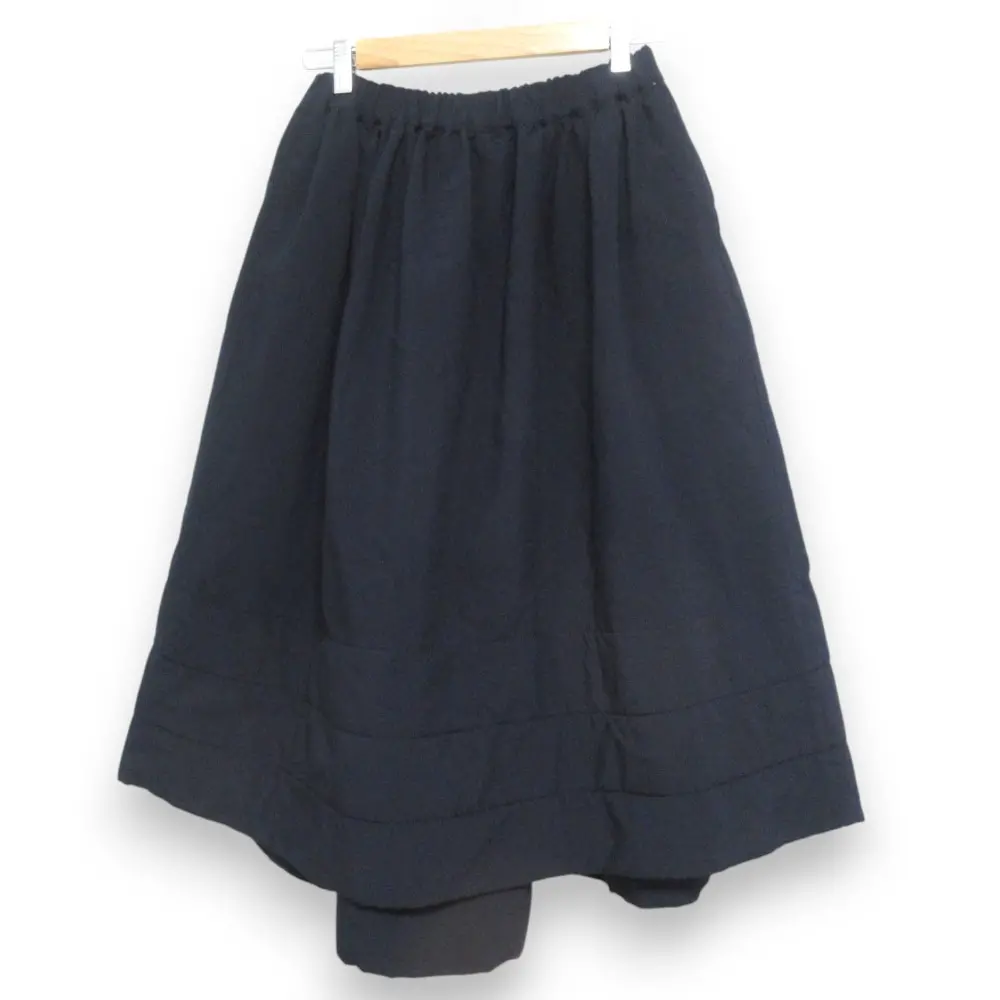 13AW COMME des GARCONS コムデギャルソン ポリ縮絨 ミモレ丈 イージーフレアスカート GL-S015 Sサイズ ネイビー