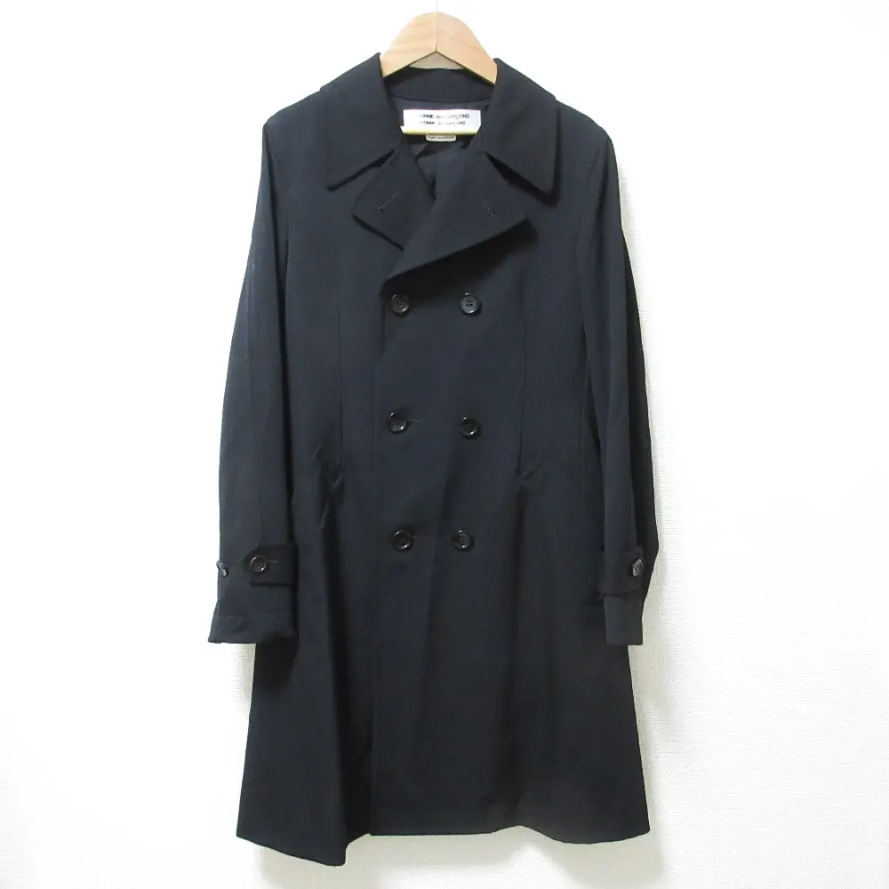 COMME des GARCONS コムコム コムデギャルソン ウールトレンチコート XSサイズ ブラック