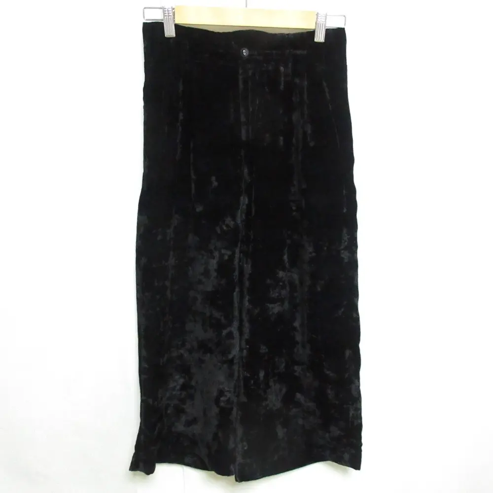 80'S COMME des GARCONS コムデギャルソン ヴィンテージ ベルベット ベロア ワイドパンツ S シャイニーブラック