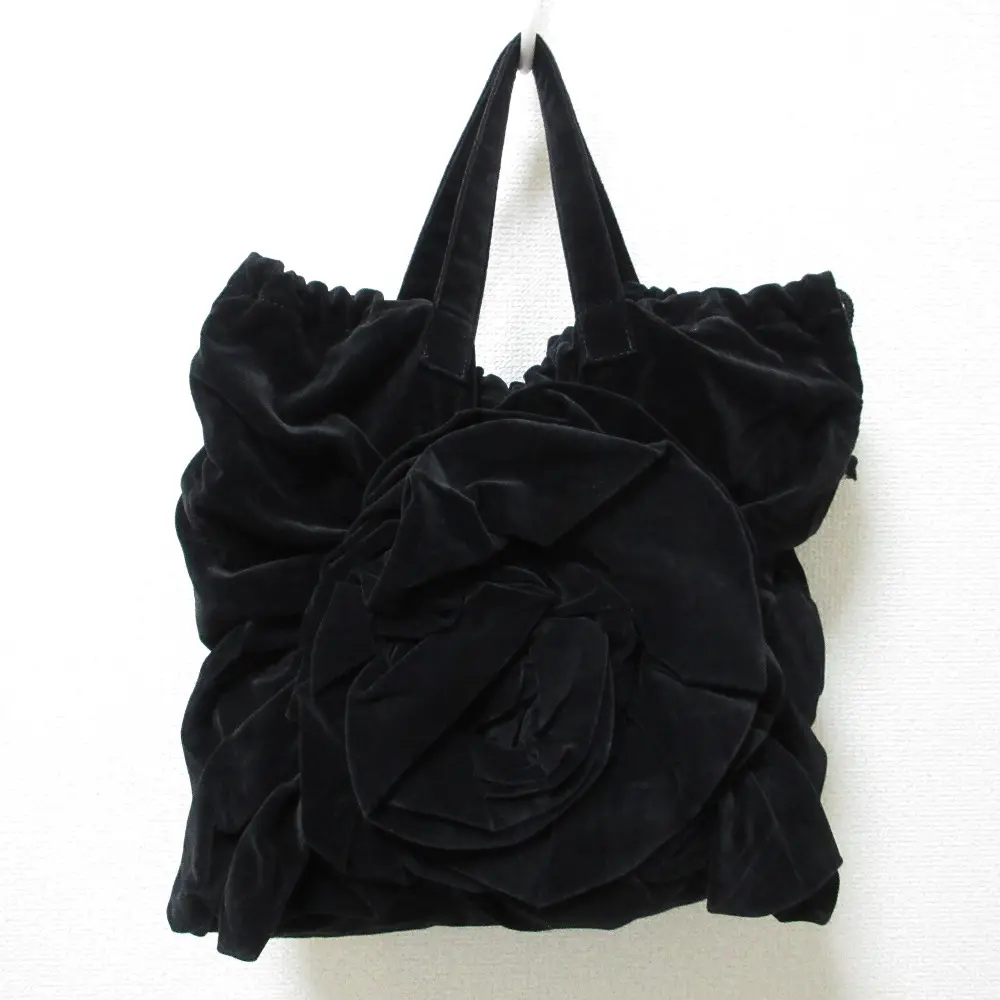 COMME des GARCONS コムデギャルソン ローズデザイン ベルベット コットントートバッグ ブラック