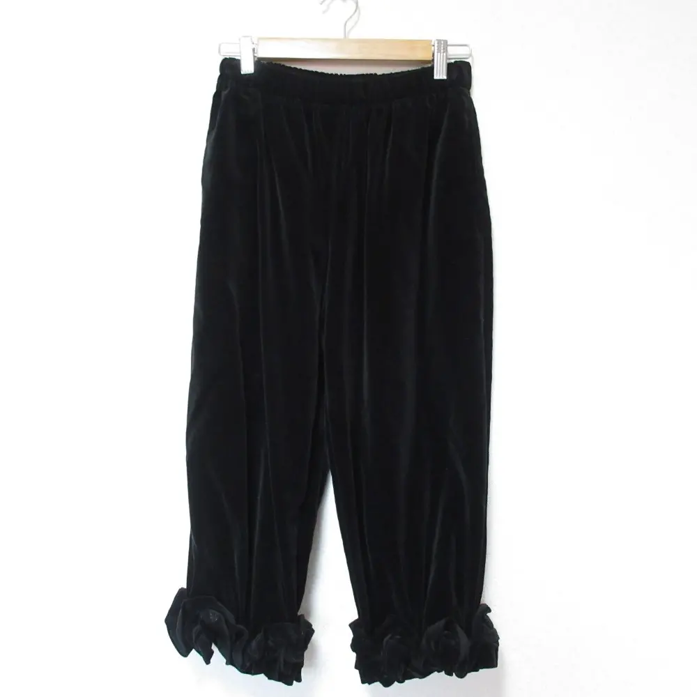 COMME des GARCONS コムコム コムデギャルソン 3Dフリルヘム クロップド ベロアパンツ AD2016 XS ブラック