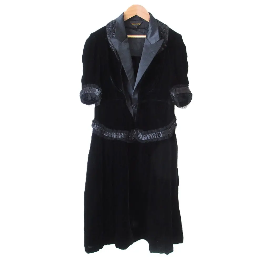 06AW COMME des GARCONS コムデギャルソン Persona期 ひざ下丈 半袖 ベッチンフリル レース ワンピース S ブラック