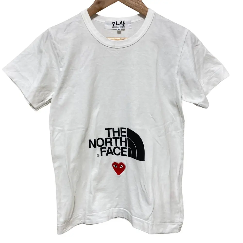 AD2020 PLAY COMME des GARCONS×THE NORTH FACE プレイコムデギャルソン プリント 半袖 Tシャツ サイズS ホワイト