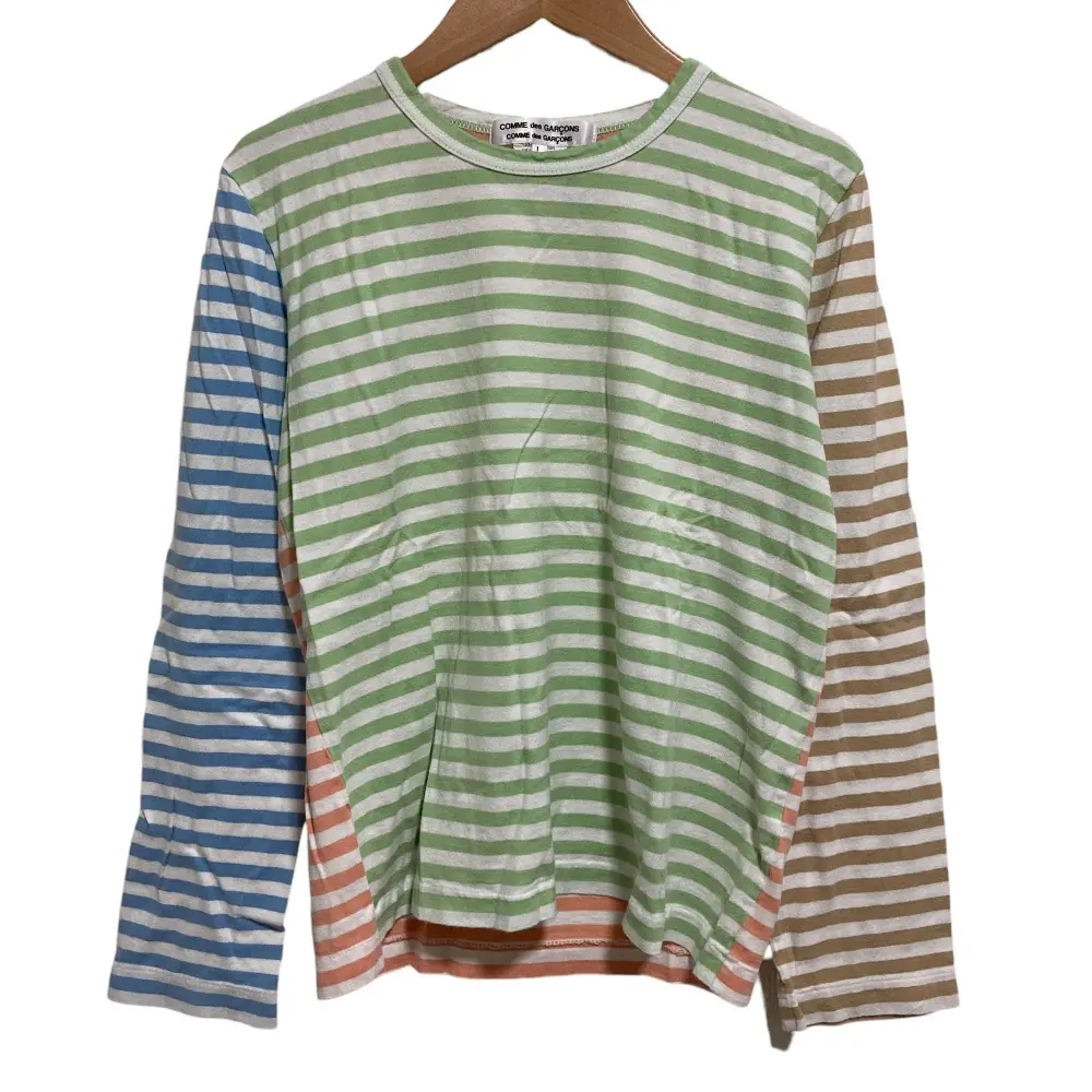 COMME des GARCONS コムコム コムデギャルソン マルチボーダー 長袖 Tシャツ サイズL マルチカラー