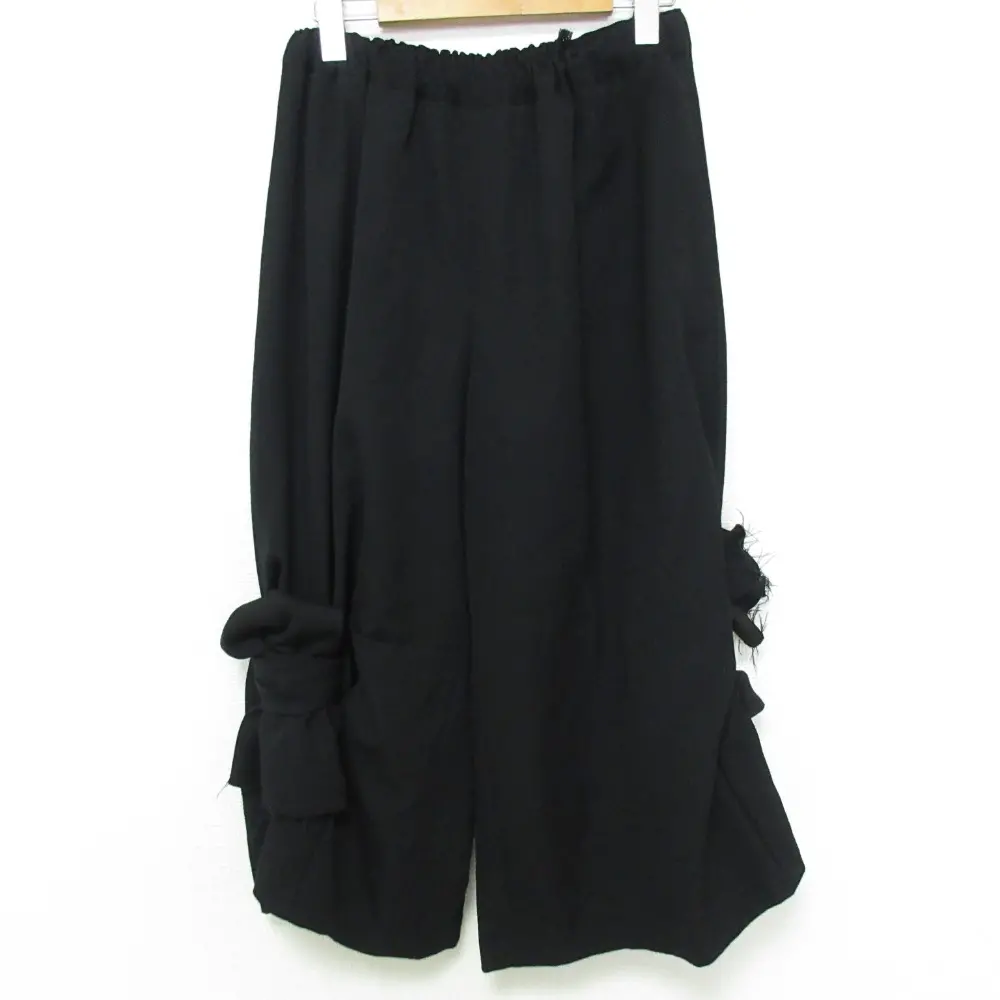 21AW COMME des GARCONS コムデギャルソン リボン ボウタイ ディテール ワイドパンツ GH-P001 サイズXS ブラック