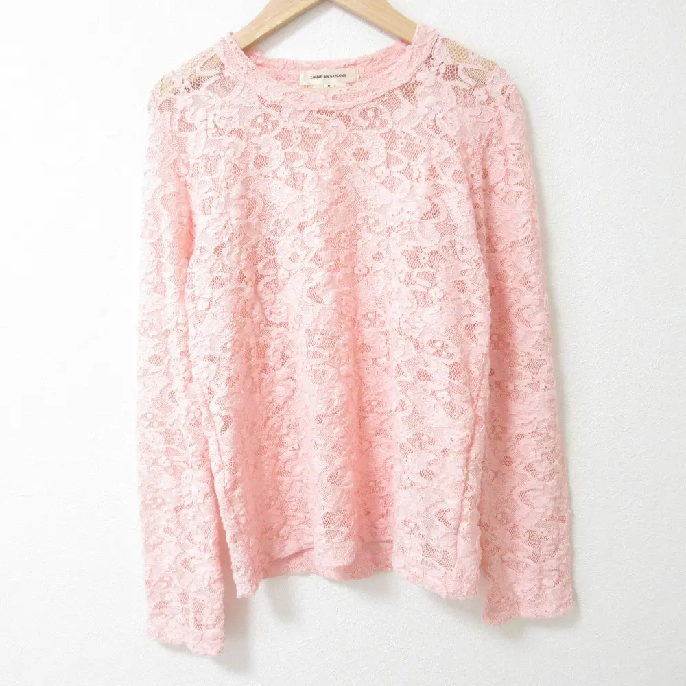 AD2019 COMME des GARCONS コムデギャルソン クロシェレースブラウス カットソー GE-T049 サイズS ピンク
