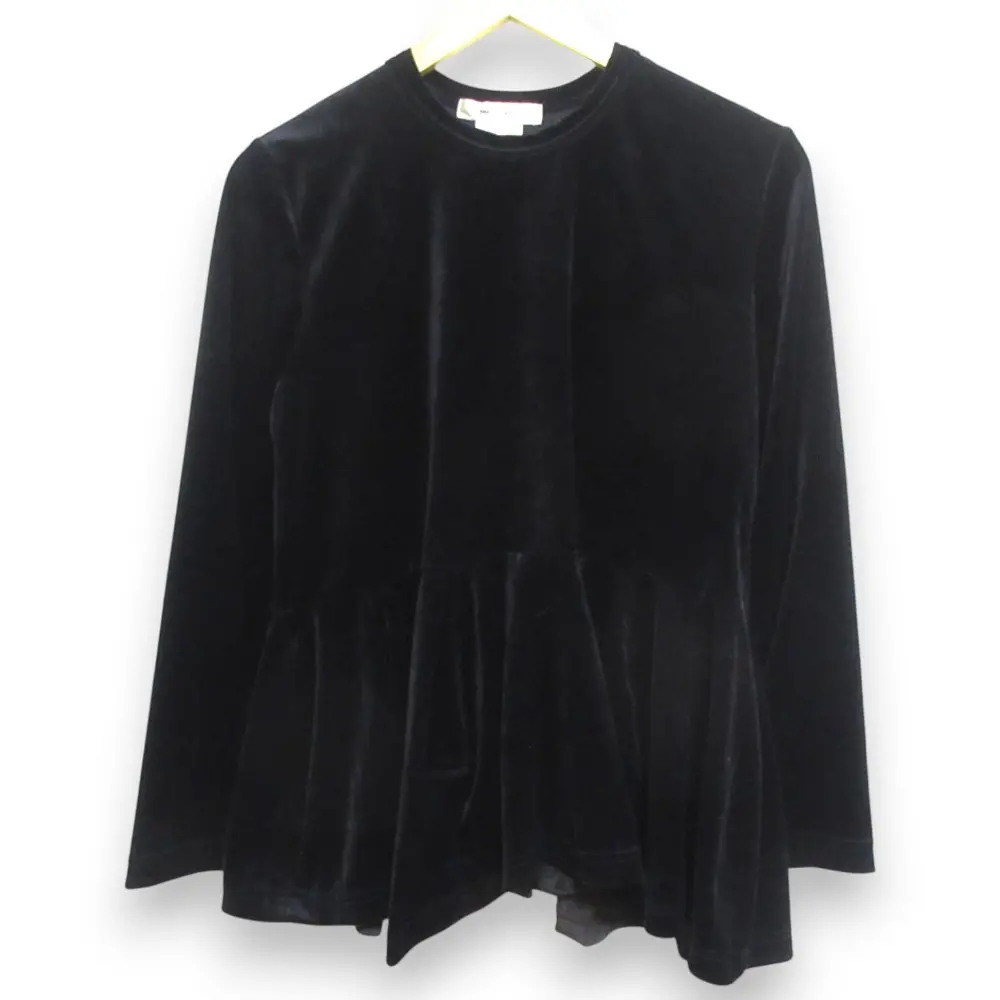 23AW COMME des GARCONS コムデギャルソン ベロア 長袖 ペプラム チュニックブラウス GL-T010 Sサイズ ブラック
