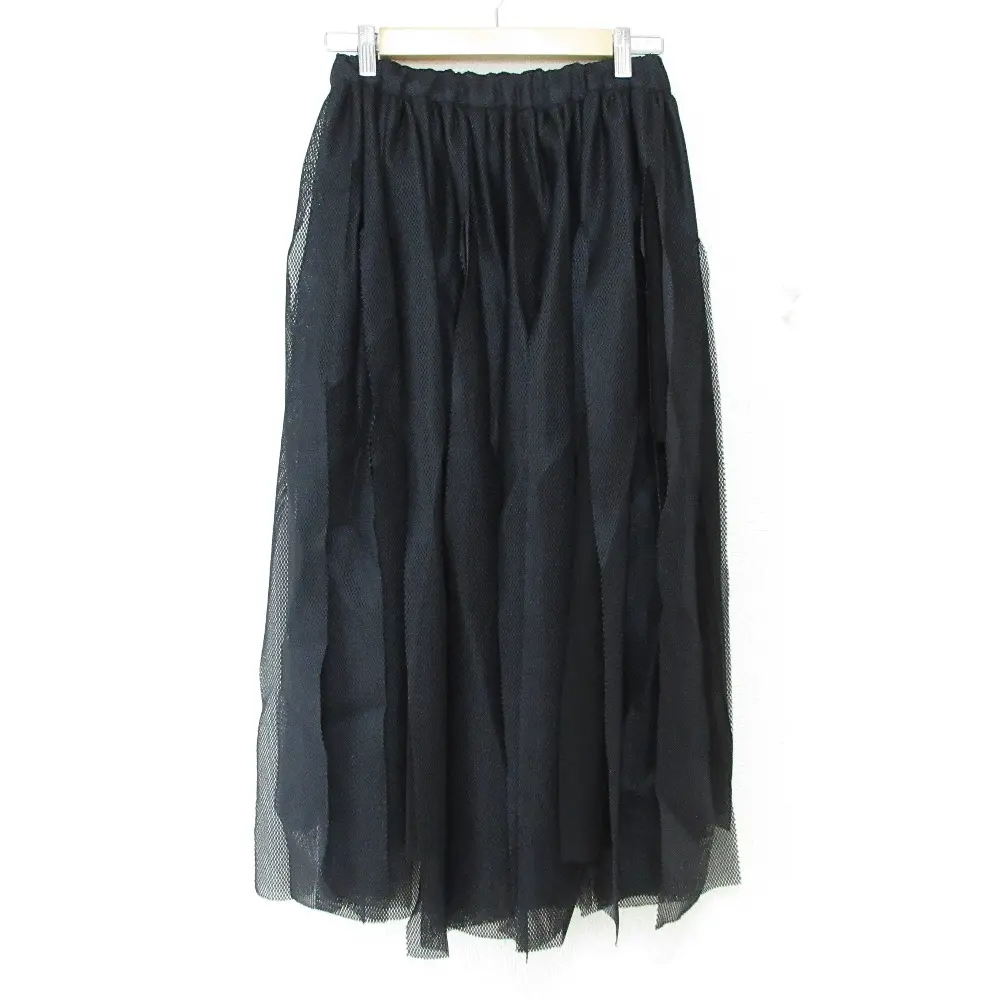 AD2021 COMME des GARCONS コムコム コムデギャルソン カットオフチュールロングスカート RI-S002 サイズM ブラック