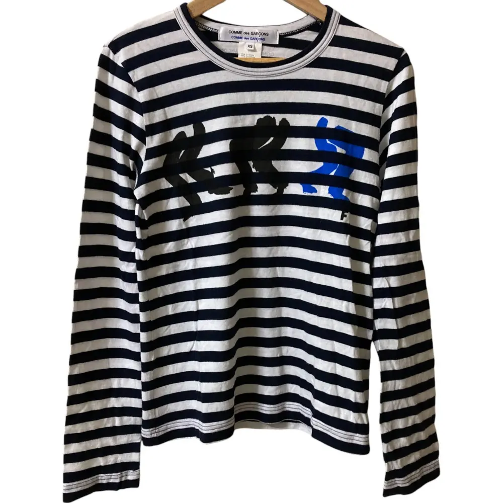 COMME des GARCONS コムコム コムデギャルソン ボーダー柄 クルーネック 長袖 Tシャツ カットソー XS ネイビー×ホワイト