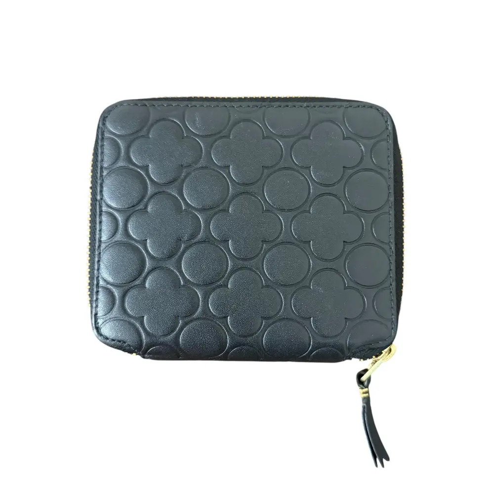 COMME des GARCONS コムデギャルソン レザー ラウンドファスナー コンパクトウォレット 二つ折り財布 ブラック